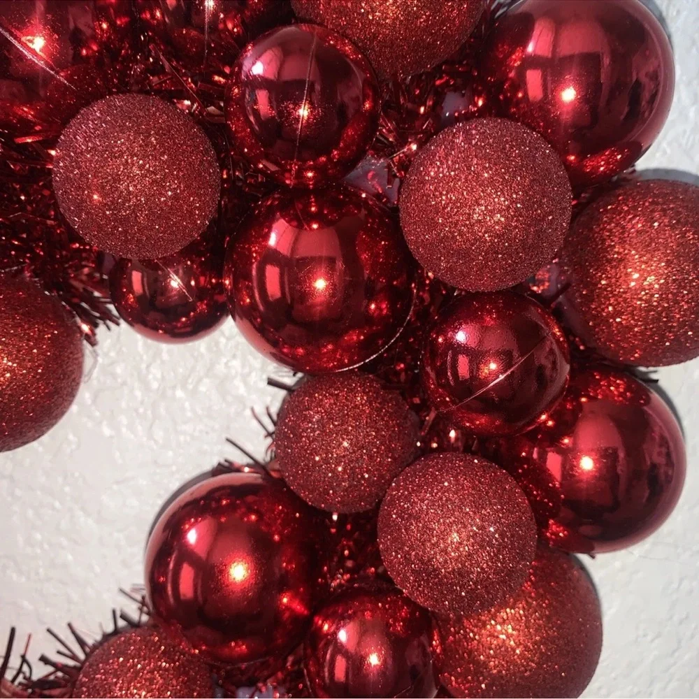 Heart-Shaped Red Ornament Wreath 12”x10”Valentine